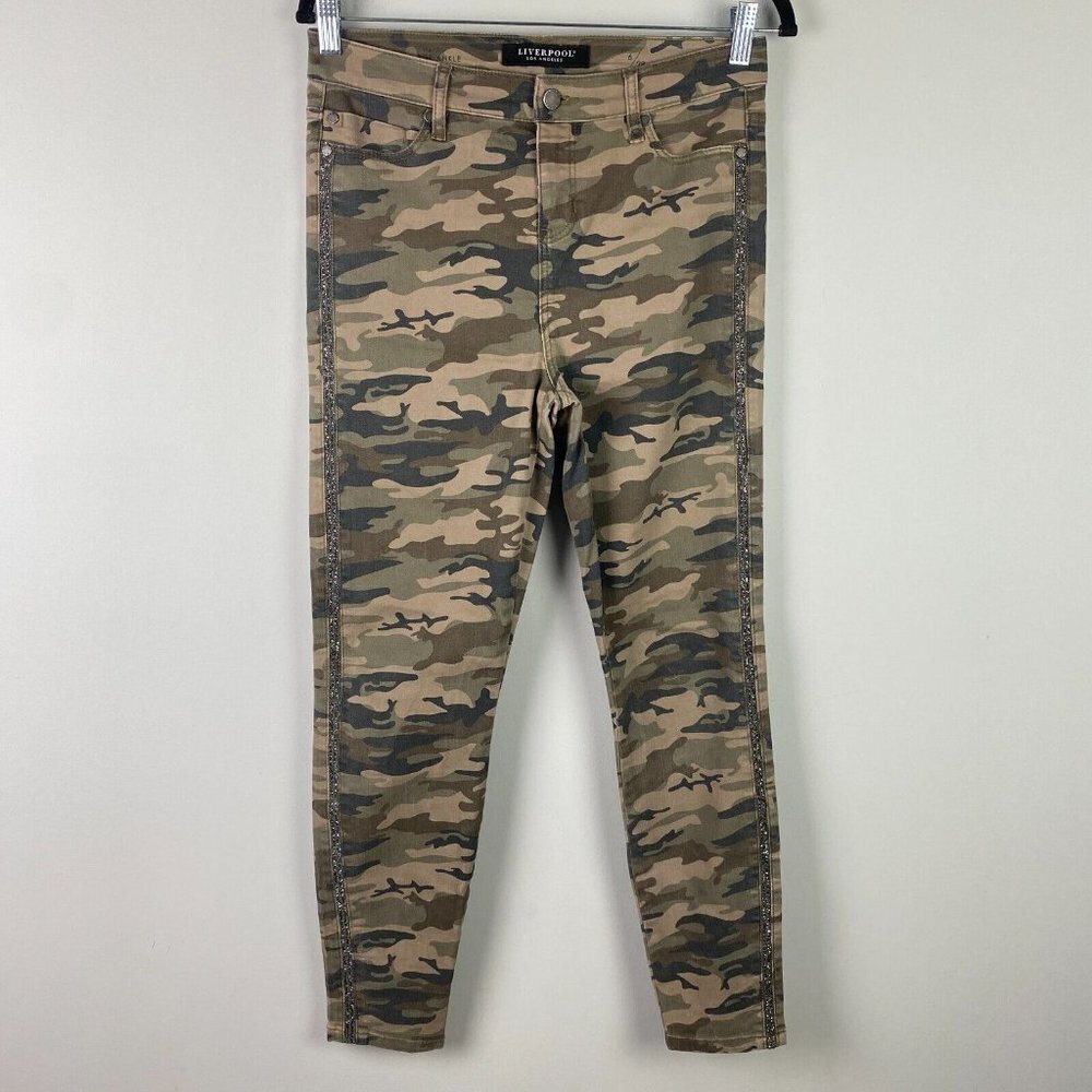 Liverpool Abby High Rise Ankle Skinny Jeans Moss Camo Womens 6